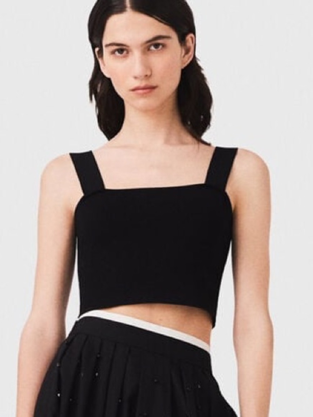 Zara Black Square-Neck Crop Top